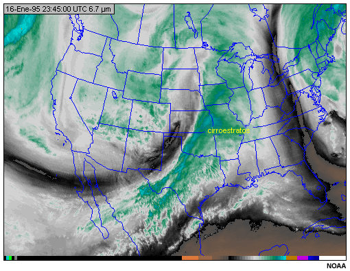 Esta imagen muestra estratos en el canal de vapor de agua de 6,7 micrmetros del GOES-8