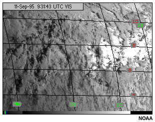 Esta imagen muestra el destello solar en el canal visible del GOES-8.