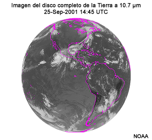 Imagen del disco completo de la Tierra en el canal de 10,7 micrmetros.