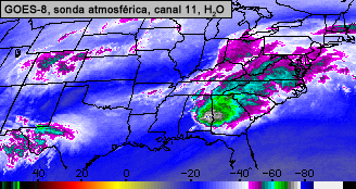 Canal 11 de vapor de agua de la sonda atmosférica del GOES