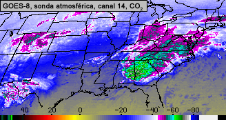 Canal 14 de dióxido de carbono de la sonda atmosférica del GOES