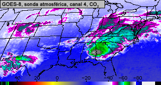 Canal 4 de dióxido de carbono de la sonda atmosférica del GOES