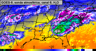 Canal 6 de vapor de agua de la sonda atmosférica del GOES