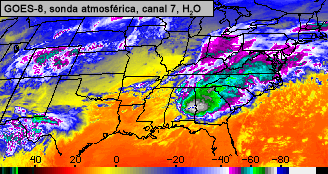 Canal 7 de vapor de agua de la sonda atmosférica del GOES