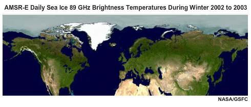 Animation of AMSR-E daily 89 GHz brightness temperatures covering the Northern Hemisphere during winter of 2002 to 2003.