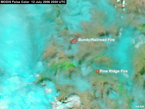 MODIS False Color Image, 12 July 2006 2030UTC