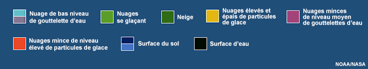 Légende d'interprétation des couleurs pour le produit composé RVB distinction de la phase des nuages de jour