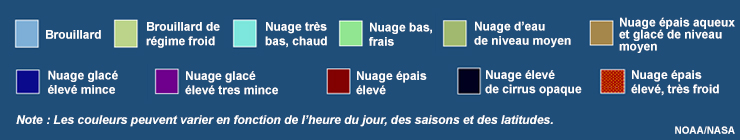 Légende d'interprétation des couleurs pour le produit composé RVB microphysique nocturne