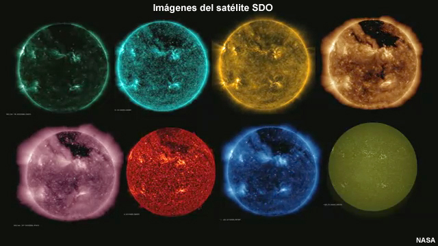 El Sol captado en distintas longitudes de onda por el Observatorio de Dinámica Solar (Solar Dynamics Observatory, SDO).