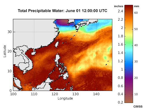 Total precipitable water loop during a Type-1 Mei-Yu case from 12 UTC June 1 to 18 UTC June 1, 2017.