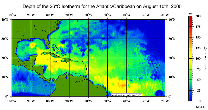 Depth of 26 degree C isotherm for Atlantic/Caribbean