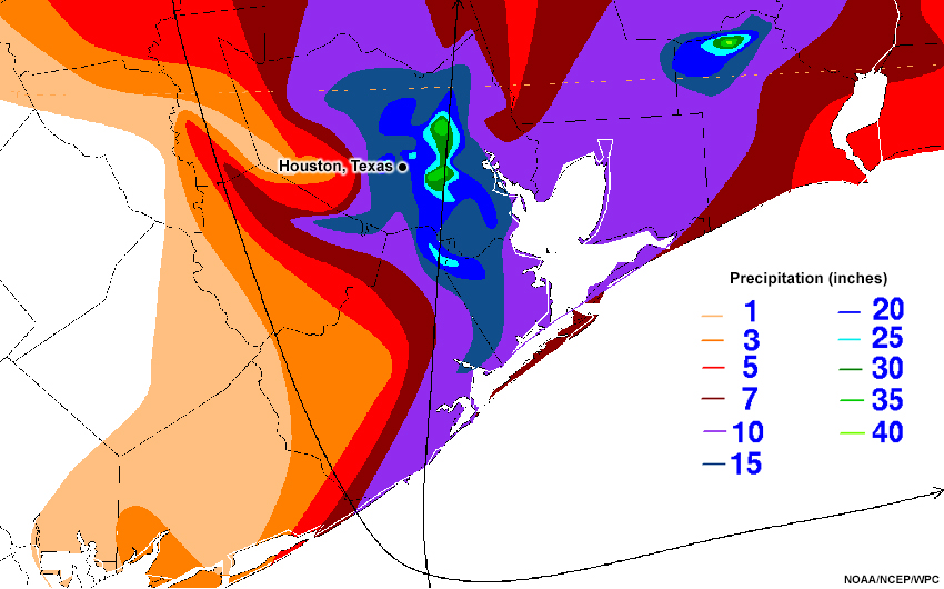 Tropical cyclone rainfall data across Houston, TX during Tropical Storm Allison from June 4-18, 2001.