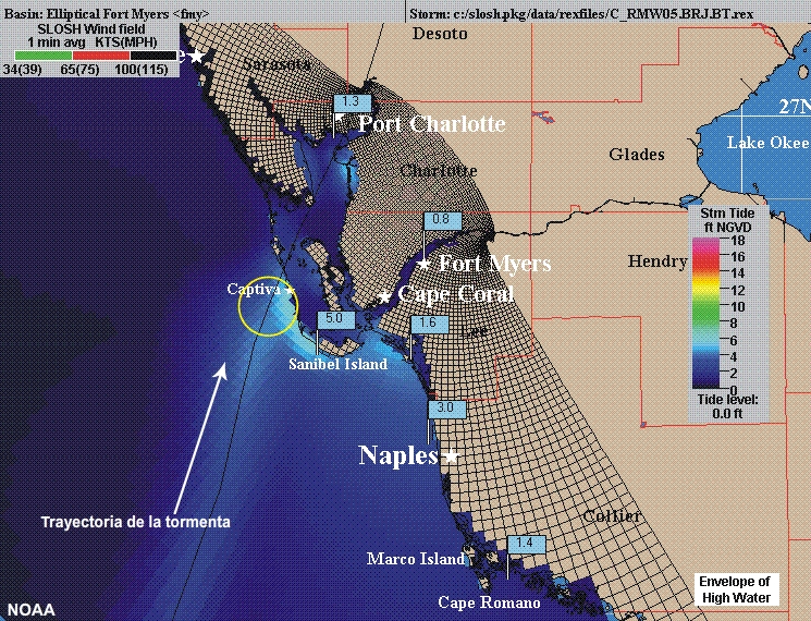 Animation showing effects of tropical cyclone size on magnitude of storm surge.