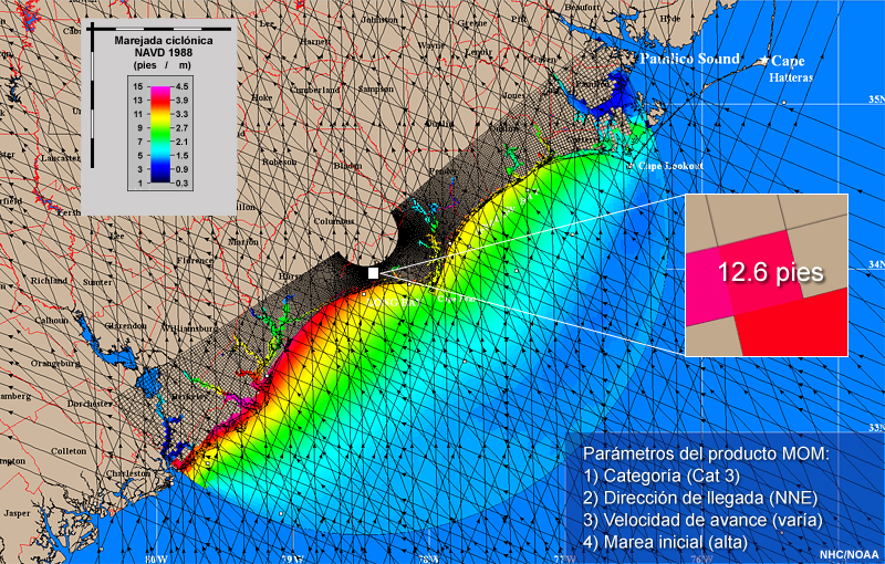 MOM para tormentas que avanzan hacia el NNE