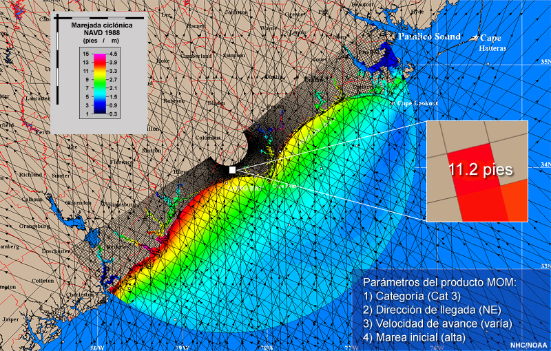 MOM para tormentas que avanzan hacia el NE