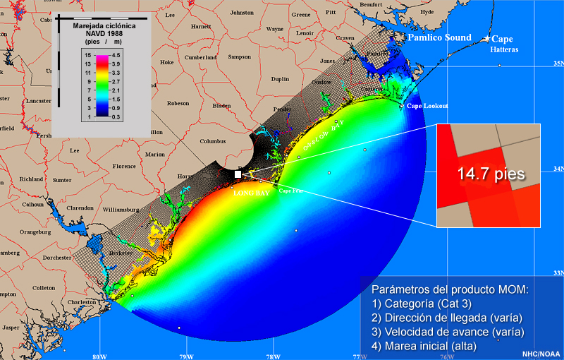 Ejemplo de producto MOM para tormentas de categoría 3