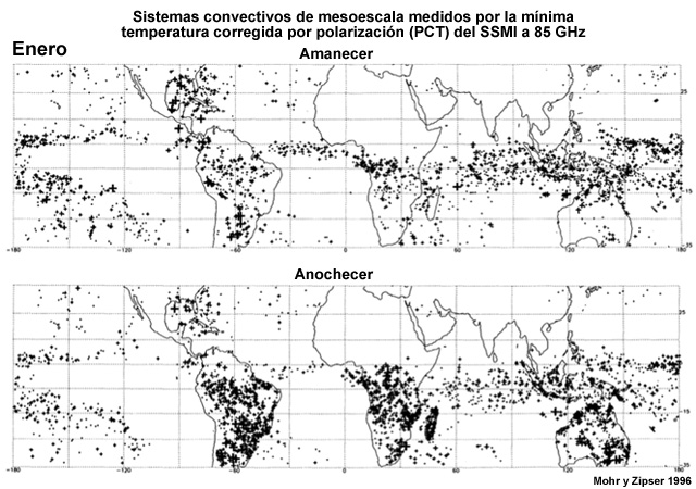 Climatología mundial de los SCM en enero.