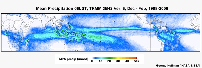 Mean Precip 06LST, TRMM Dec - Feb, 1998-2006