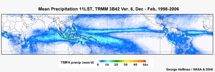 Mean Precip 11LST, TRMM Dec - Feb, 1998-2006