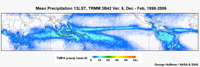 Mean Precip 13LST, TRMM Dec - Feb, 1998-2006
