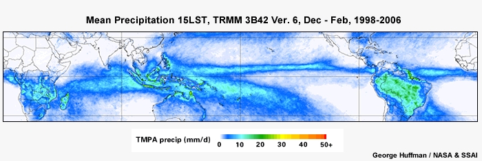 Mean Precip 15LST, TRMM Dec - Feb, 1998-2006