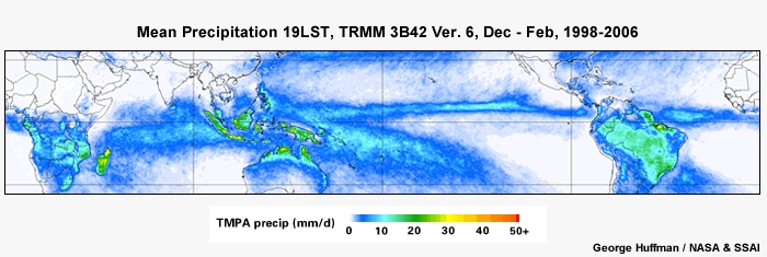 Mean Precip 19LST, TRMM Dec - Feb, 1998-2006