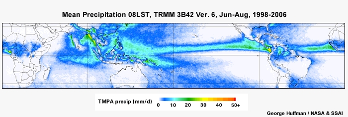Mean Precip 08LST, TRMM Dec - Feb, 1998-2006