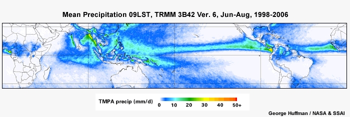 Mean Precip 09LST, TRMM Dec - Feb, 1998-2006