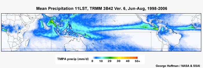Mean Precip 11LST, TRMM Dec - Feb, 1998-2006