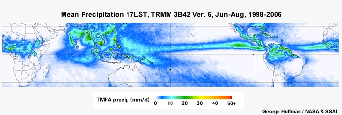 Mean Precip 17LST, TRMM Dec - Feb, 1998-2006