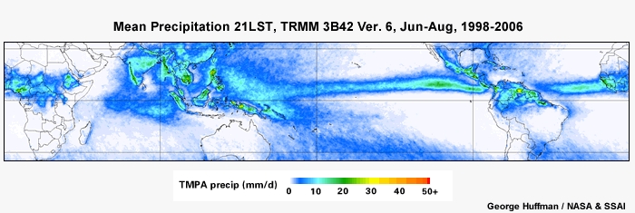 Mean Precip 21LST, TRMM Dec - Feb, 1998-2006