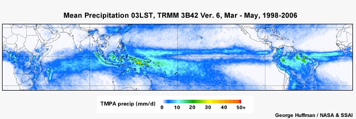 Mean Precip 03LST, TRMM Mar - May, 1998-2006