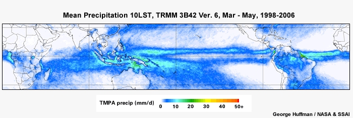 Mean Precip 10LST, TRMM Mar - May, 1998-2006