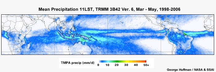Mean Precip 11LST, TRMM Mar - May, 1998-2006