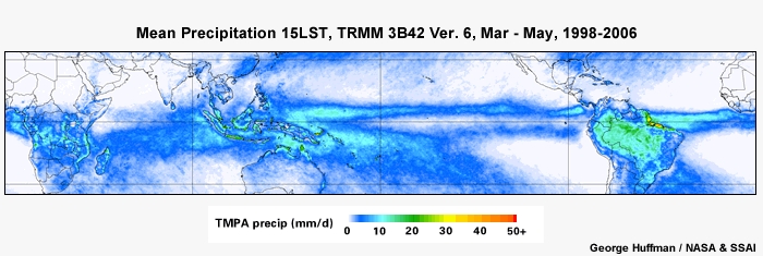 Mean Precip 15LST, TRMM Mar - May, 1998-2006