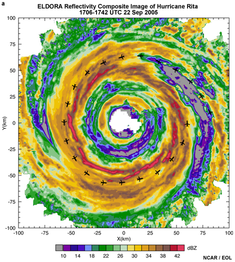 Radar reflectivity composite image of Hurricane Rita