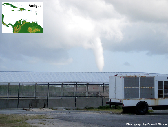 A tornado in Antigua, an island in the northeastern Caribbean, 11 April 2005