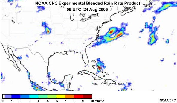 NOAA CPC Rain Rate Product 24 Aug, 2005 0900 UTC