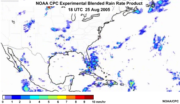 NOAA CPC Rain Rate Product 25 Aug, 2005 1800 UTC