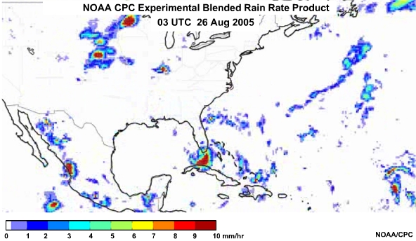 NOAA CPC Rain Rate Product 26 Aug, 2005 0300 UTC
