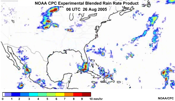 NOAA CPC Rain Rate Product 26 Aug, 2005 0600 UTC