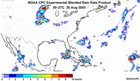 NOAA CPC Rain Rate Product 26 Aug, 2005 0900 UTC