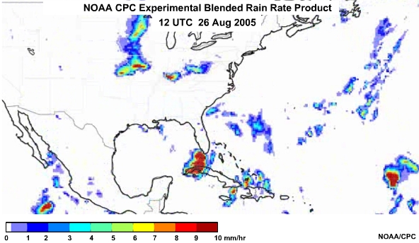 NOAA CPC Rain Rate Product 26 Aug, 2005 1200 UTC