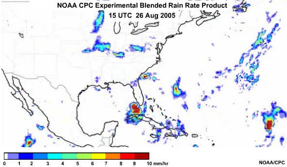 NOAA CPC Rain Rate Product 26 Aug, 2005 1500 UTC