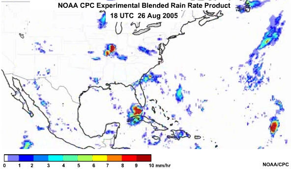 NOAA CPC Rain Rate Product 26 Aug, 2005 1800 UTC