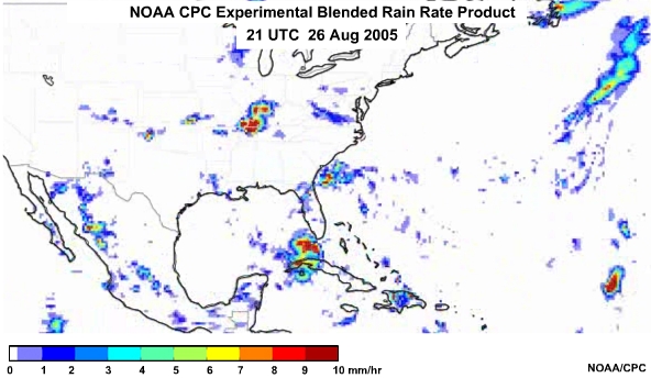 NOAA CPC Rain Rate Product 26 Aug, 2005 2100 UTC