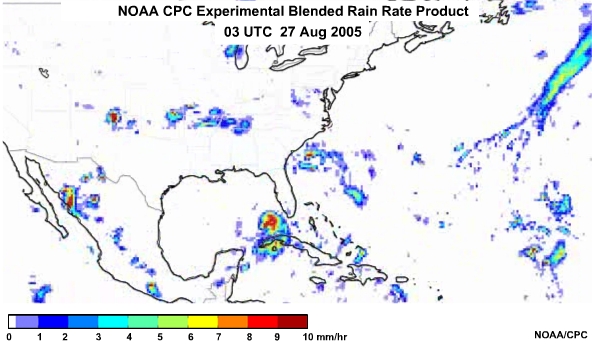 NOAA CPC Rain Rate Product 27 Aug, 2005 0300 UTC