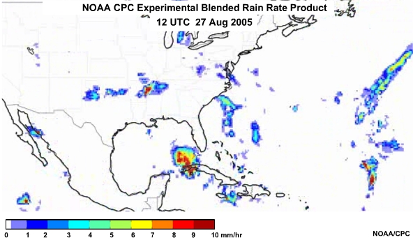 NOAA CPC Rain Rate Product 27 Aug, 2005 1200 UTC