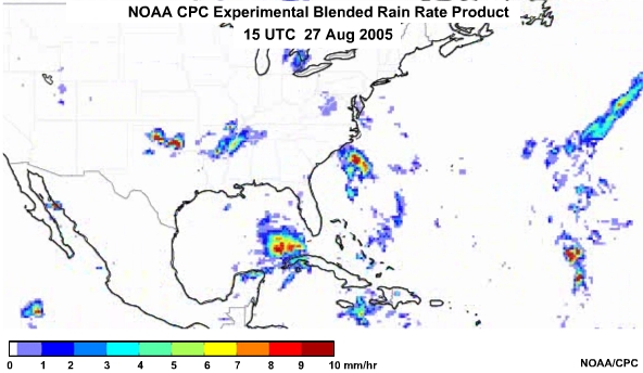 NOAA CPC Rain Rate Product 27 Aug, 2005 1500 UTC