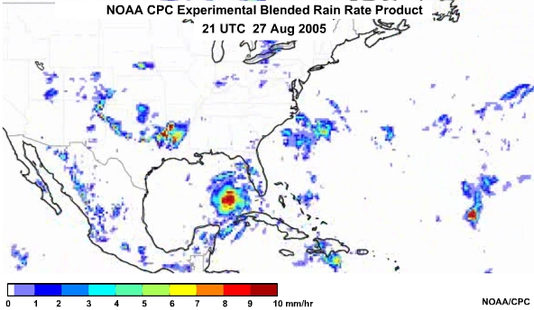 NOAA CPC Rain Rate Product 27 Aug, 2005 2100 UTC